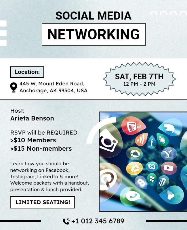 Modern Blue Social Media Networking Event Poster Template