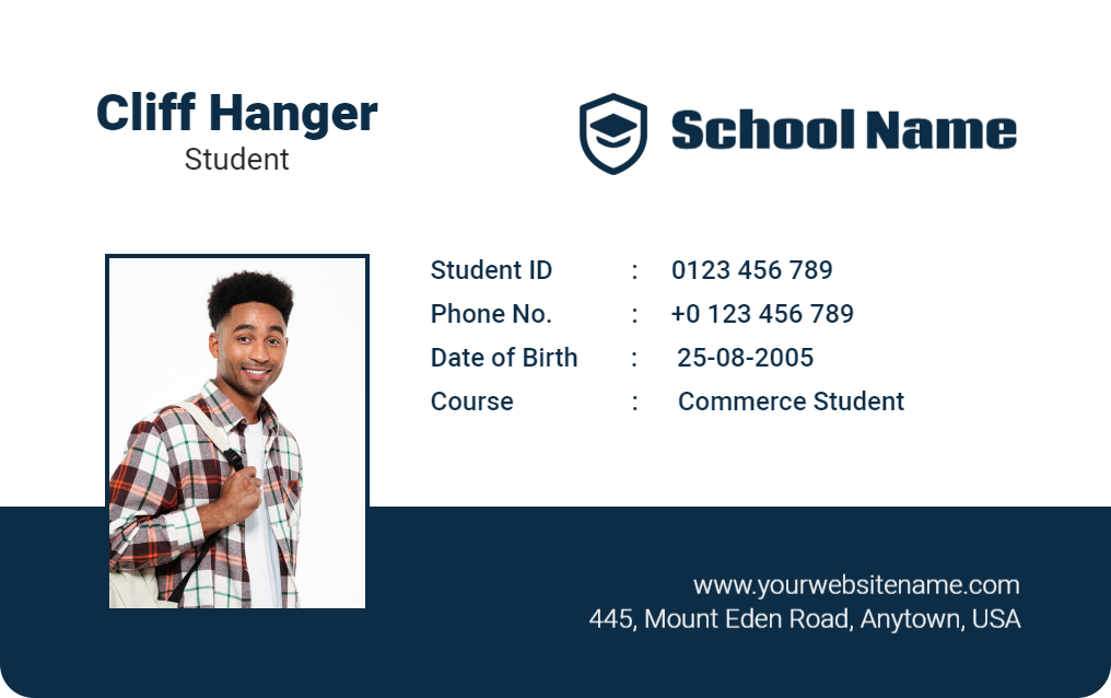 Modern Blue Student Identity Card Template