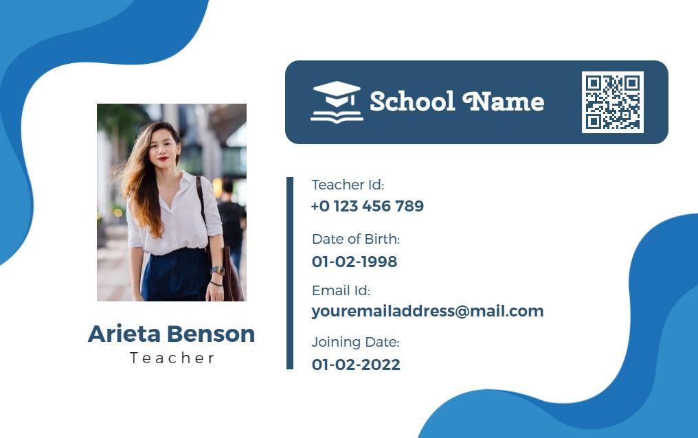 Modern Blue Teacher Identity Card Template