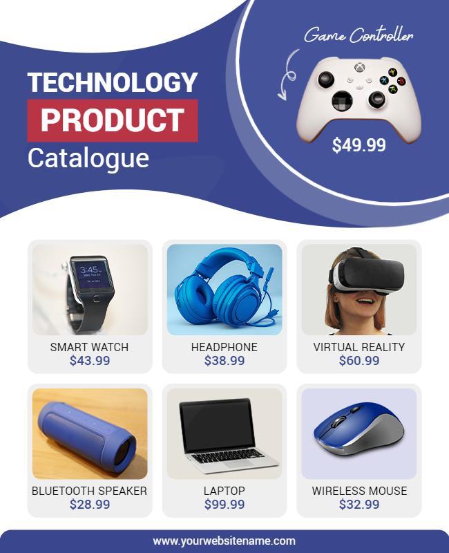 Modern Blue Technology Products Catalogue Flyer Template