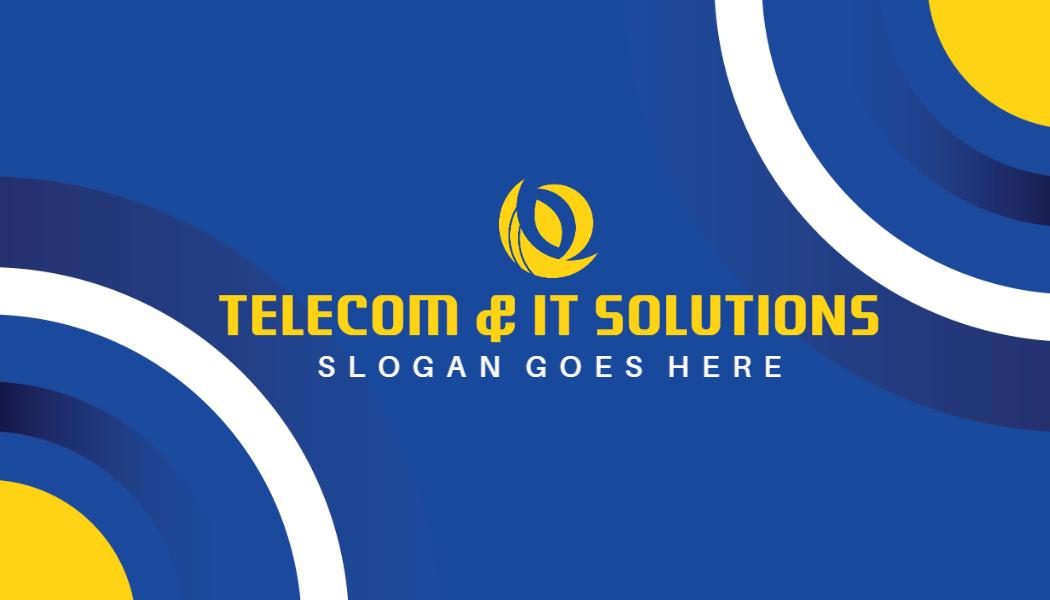 Modern Blue Telecom and IT Solutions Visiting Card Template