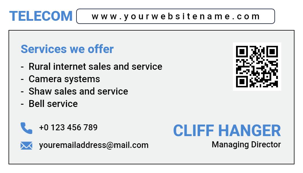 Modern Blue Telecom Services Visiting Card Template