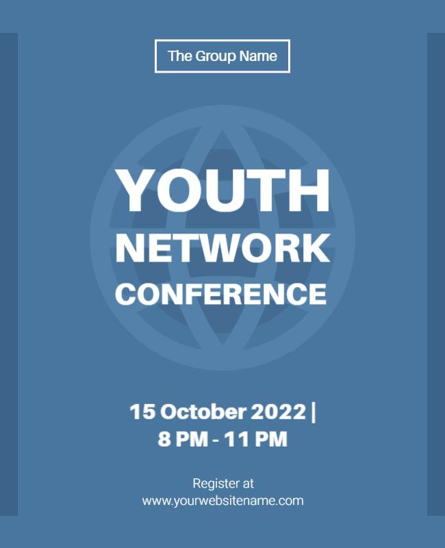 Modern Blue Themed Youth Network Conference Poster Template