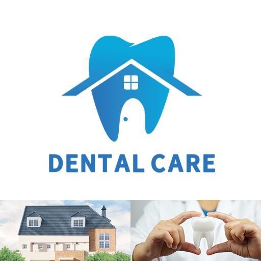 Modern Blue Tooth Icon Integrated with Dental Care Home Logo Template