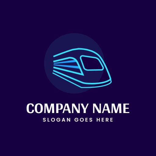 Modern Blue Train Design Representing Efficient Transportation Logo Template