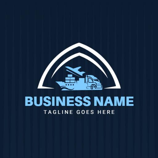 Modern Blue Transportation Logo Featuring Trucks and Airplanes Logo Template
