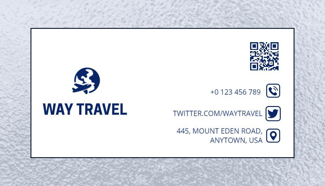 Modern Blue Travel Agency Contact Information Business Card Template