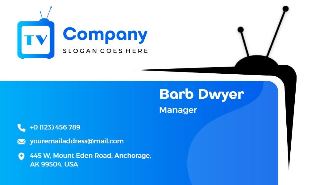 Modern Blue TV Network Professional Business Card Template