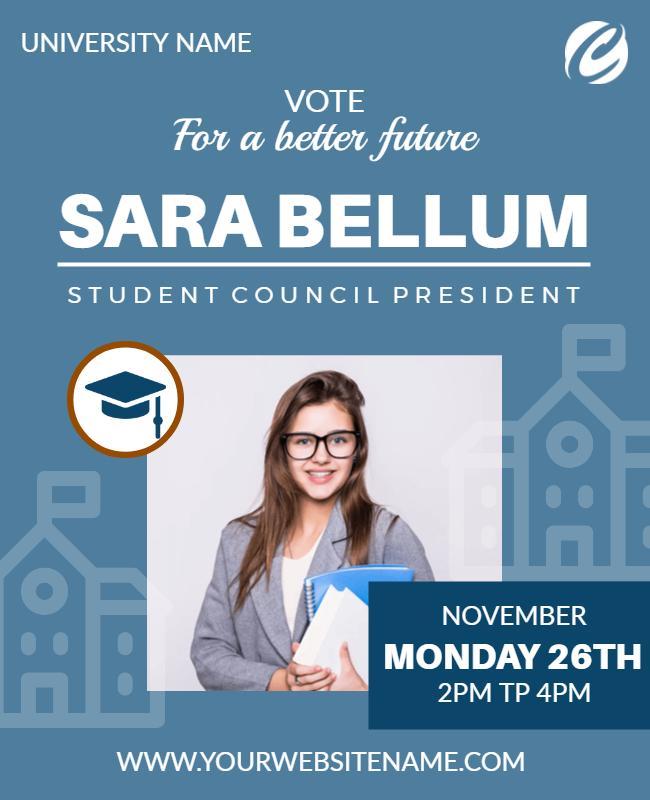 Modern Blue University Student Election Campaign Poster Template
