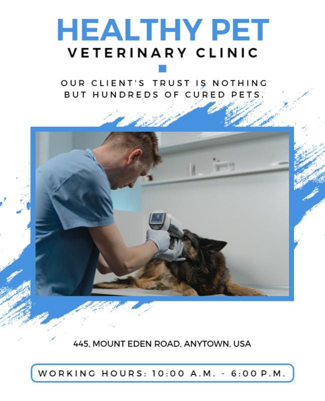 Modern Blue Veterinary Clinic Care Services Flyer Template