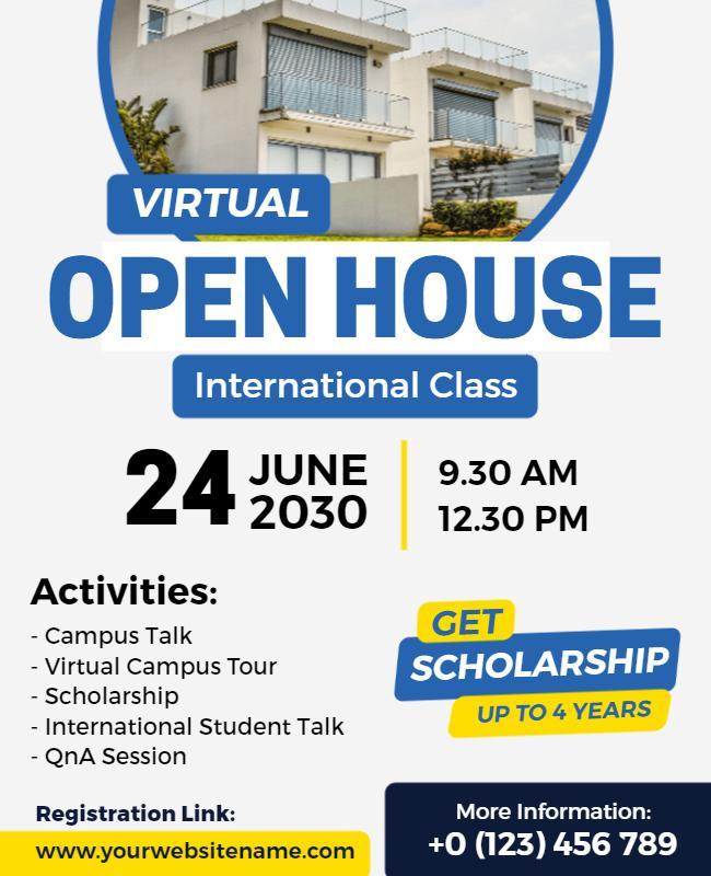 Modern Blue Virtual Open House International Class Poster Template