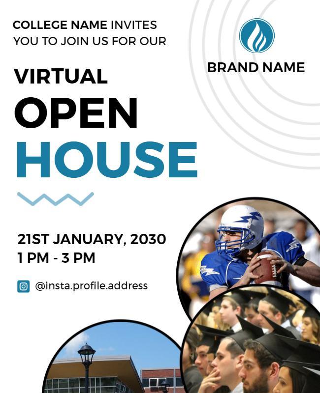 Modern Blue Virtual Open House Invitation Poster Template