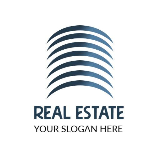 Modern Blue Wave Design Representing Real Estate Sector Logo Template