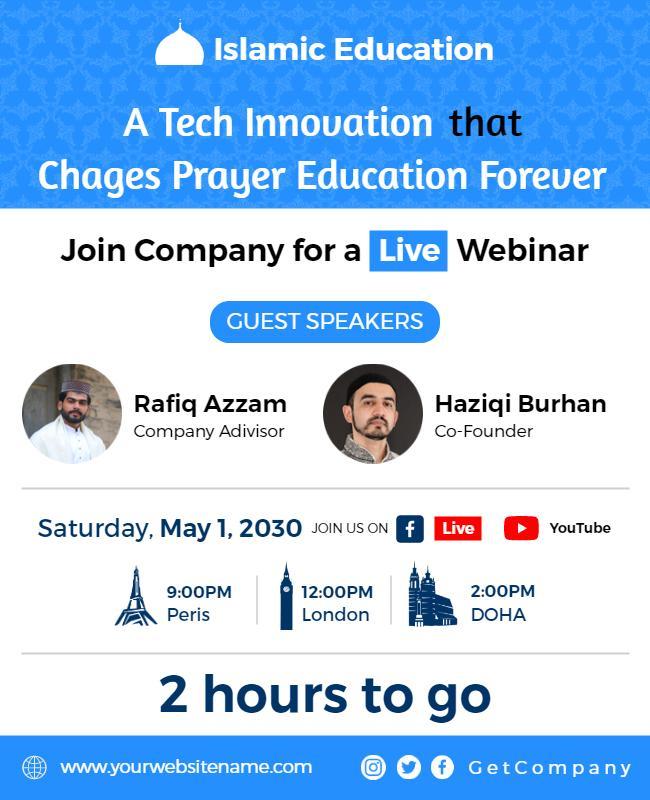 Modern Blue Webinar on Islamic Education Innovation Poster Template