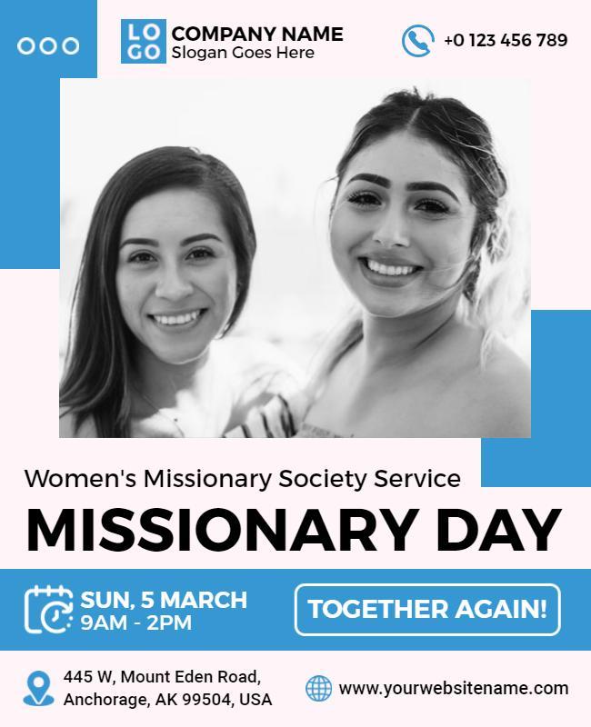 Modern Blue Women's Missionary Society Service Poster Template