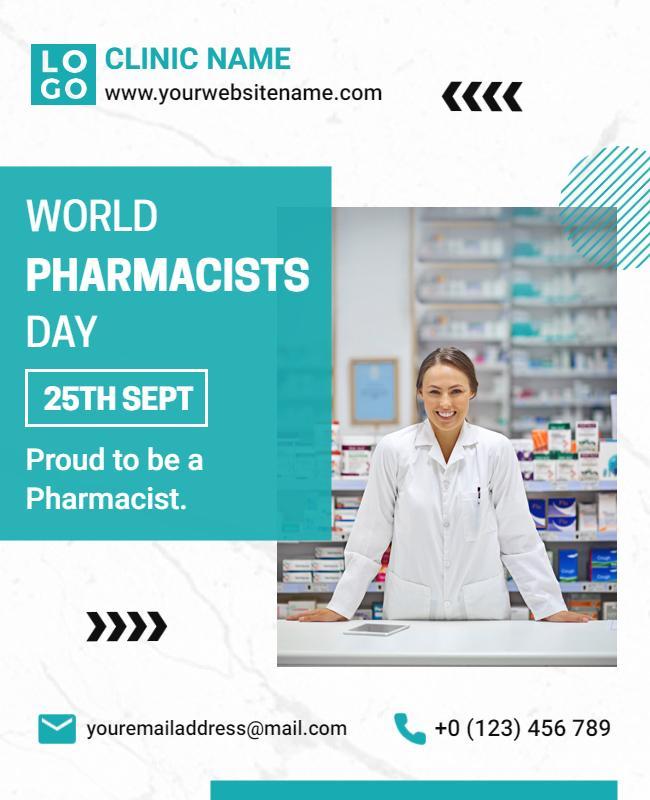 Modern Blue World Pharmacists Day Celebration Poster Template
