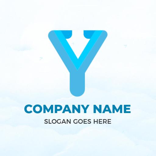 Modern Blue Y Letter Design Representing Your Brand Logo Template
