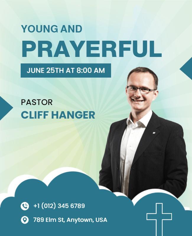 Modern Blue Youth Prayer Gathering Invitation Poster Template