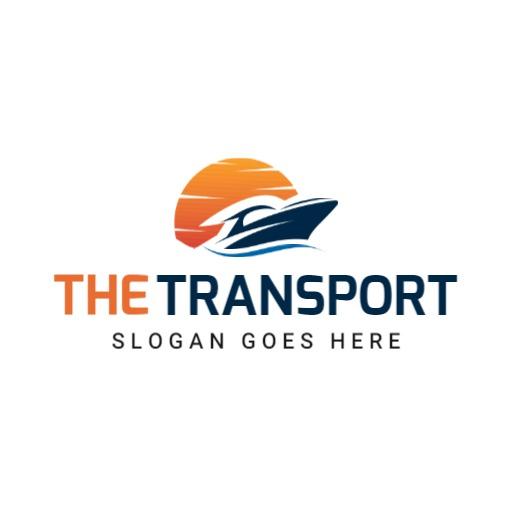 Modern Boat Design with Orange Sunset Representing Transportation Logo Template