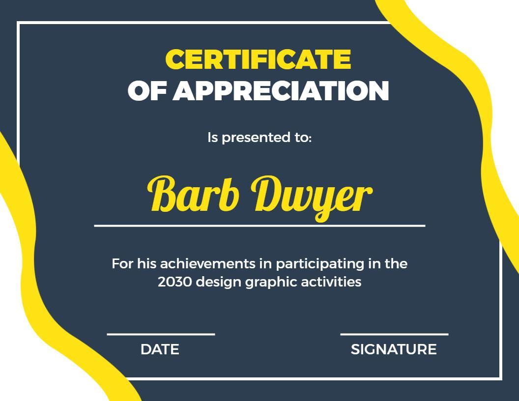 Modern Bold Graphic Design Appreciation Award Certificate Template