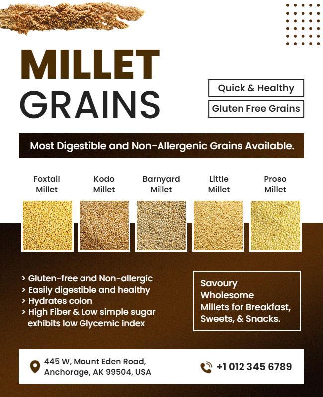 Modern Bold Millet Grains Healthy Food Poster Template