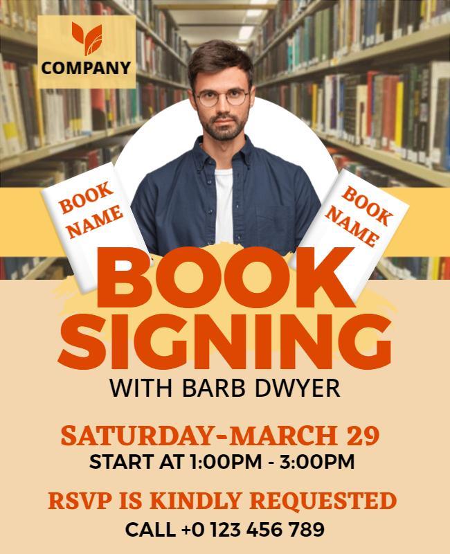 Modern Book Signing Event with Author Collaboration Poster Template