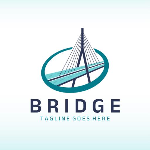 Modern Bridge Design Featuring Elegant Blue Water Logo Template