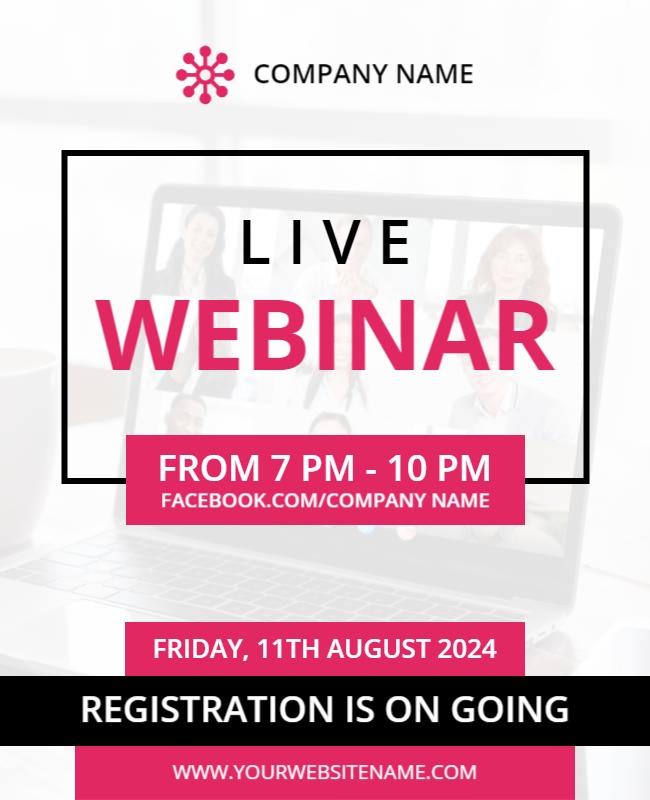 Modern Bright Live Webinar Registration Information Poster Template