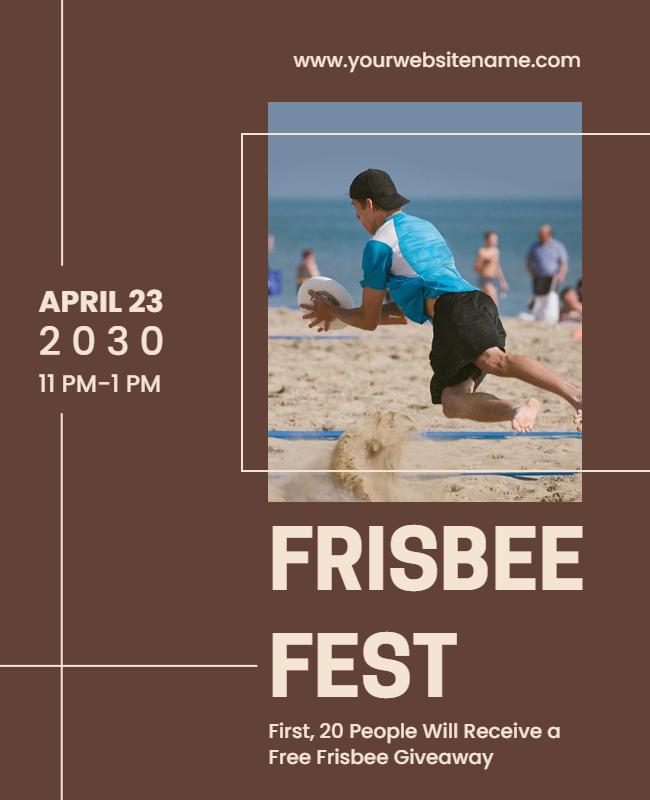 Modern Brown Beach Frisbee Festival Sports Event Poster Template