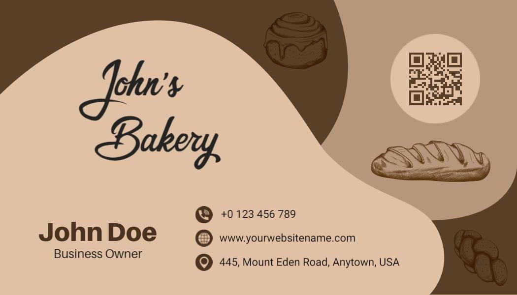 Modern Brown Minimalist Bakery Shop Business Card Template