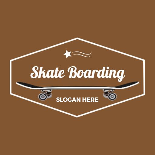 Modern Brown Skateboarding Design Featuring Unique Board Logo Template