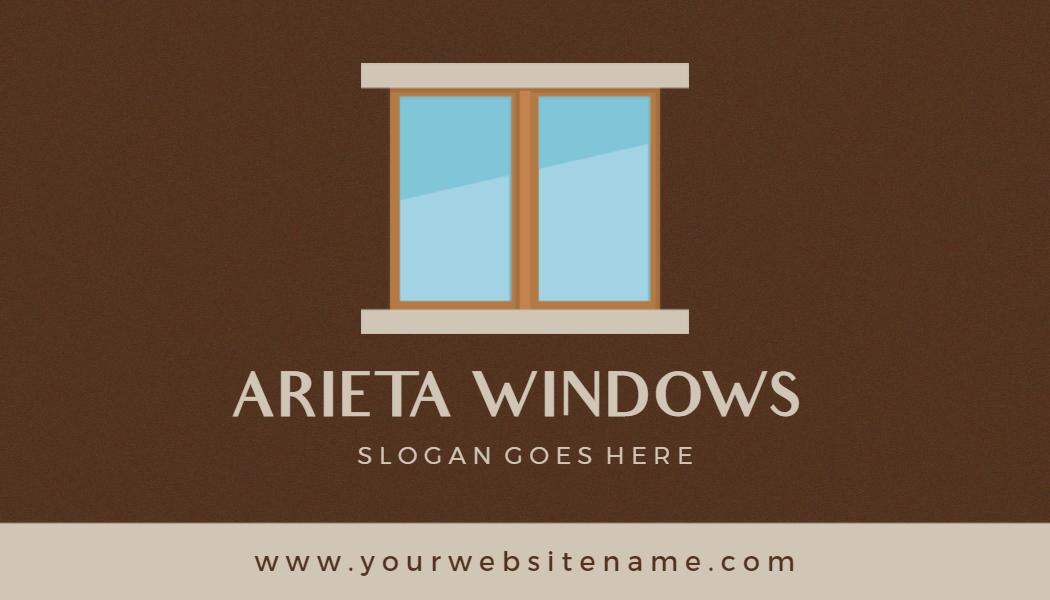 Modern Brown Window Design for Home Improvement Business Card Template