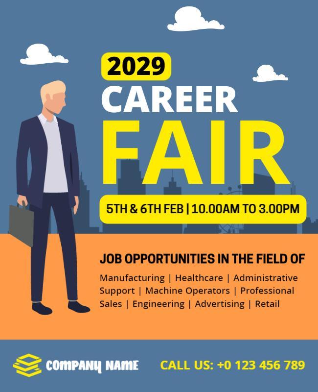 Modern Business-Centric Career Fair Information Flyer Template