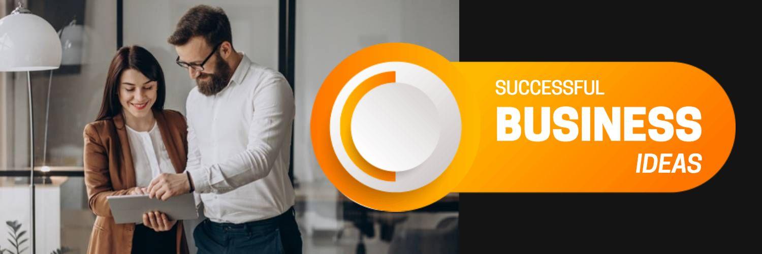 Modern Business Collaborators on Orange Background Twitter Banner Template