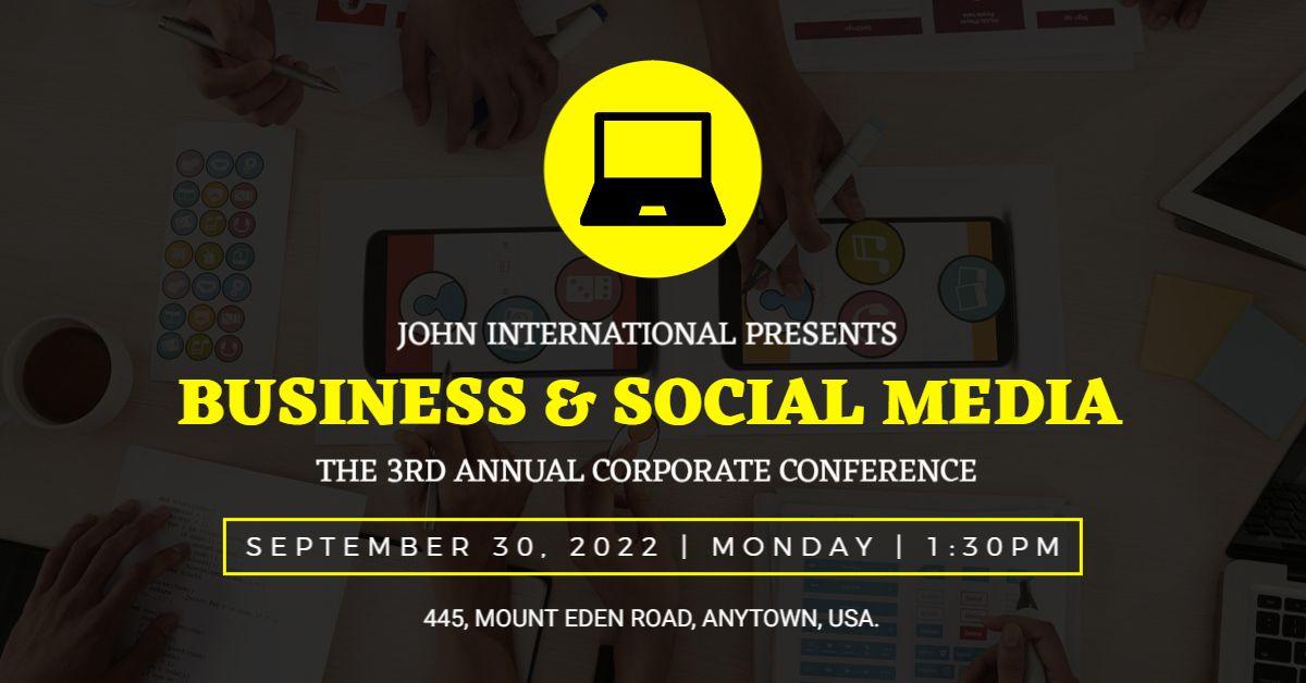Modern Business Conference with Yellow Highlights Banner Template