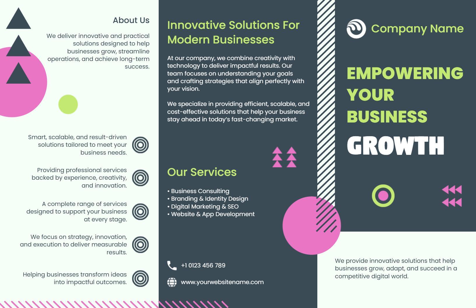 Modern Business Growth Solutions Tri Fold Brochure Template
