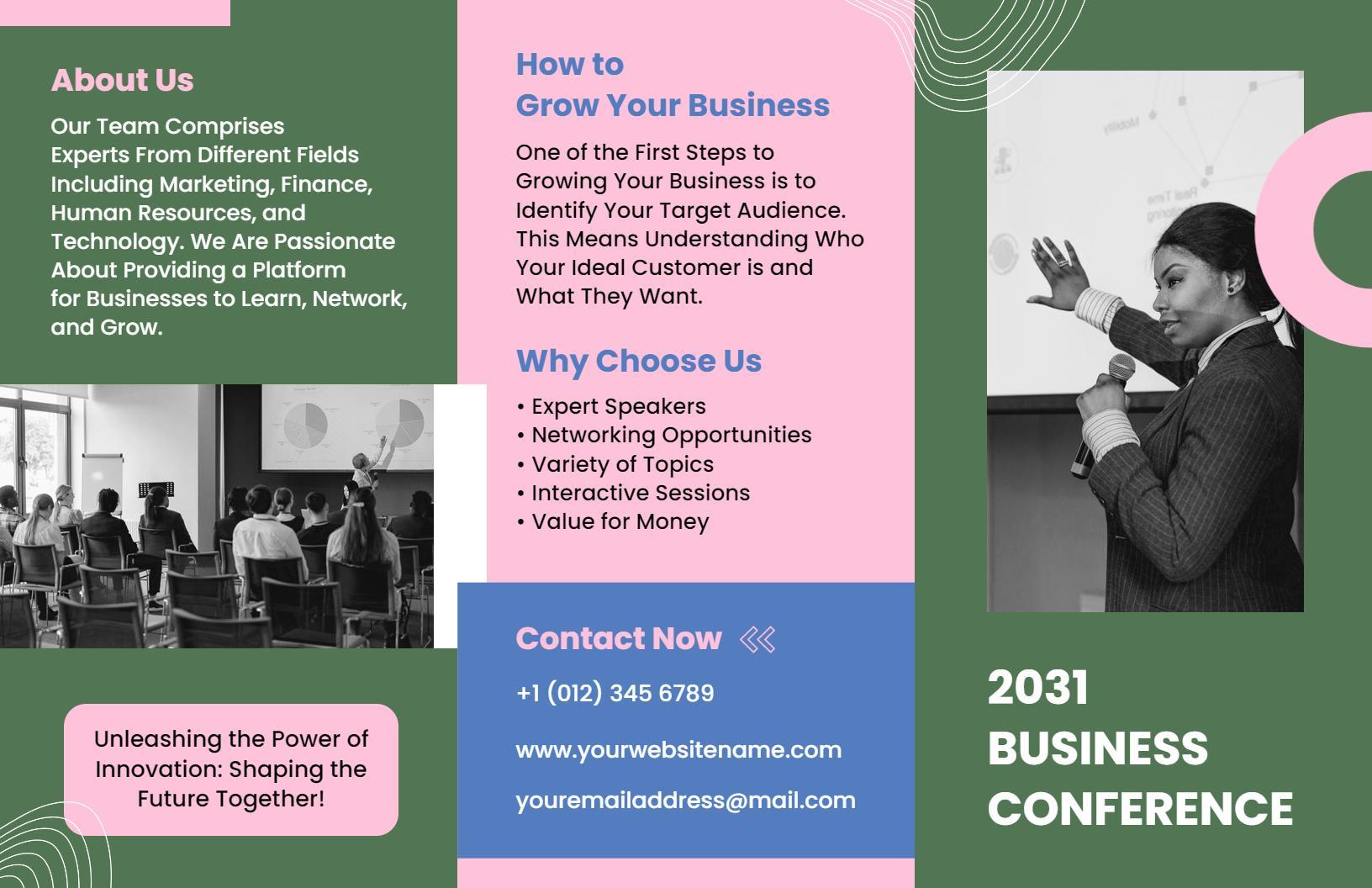Modern Business Networking and Growth Strategies Conference Brochure Template