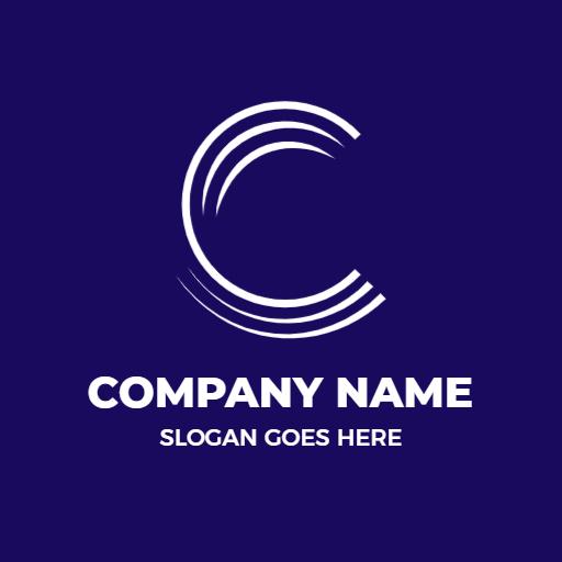 Modern C Letter Design with Elegant Lines and Purple Background Logo Template