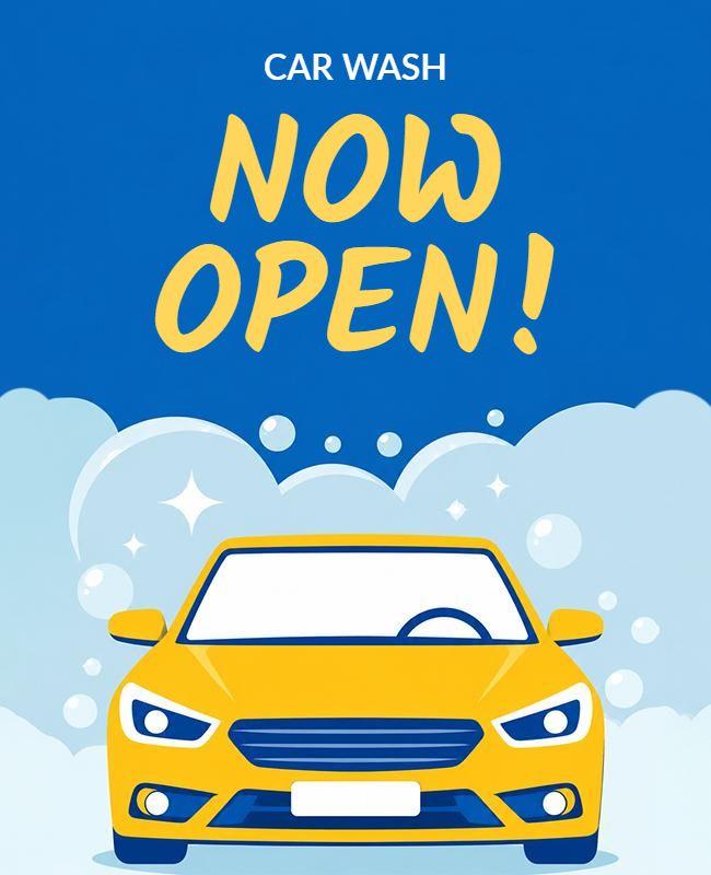 Modern Car Wash Now Open Promotional Poster Template