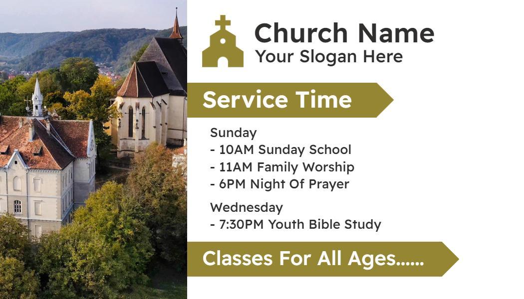Modern Church Community Service Schedule Business Card Template