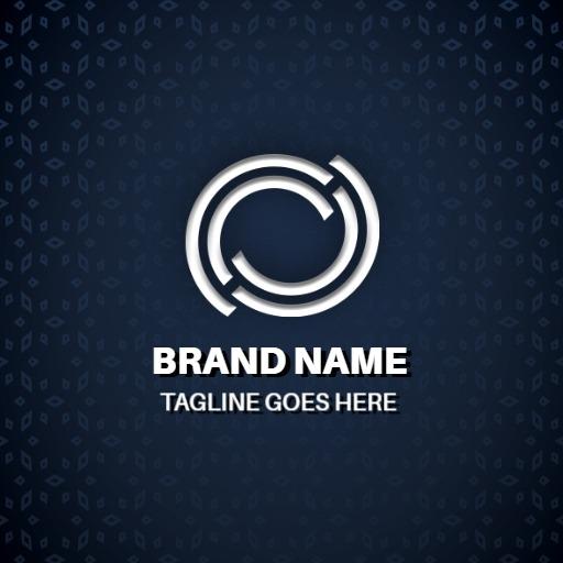 Modern Circular Design Against Dark Blue Background Mockup Logo Template
