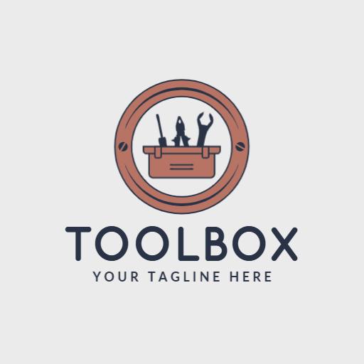 Modern Circular Design Featuring Essential Toolbox Tools Logo Template