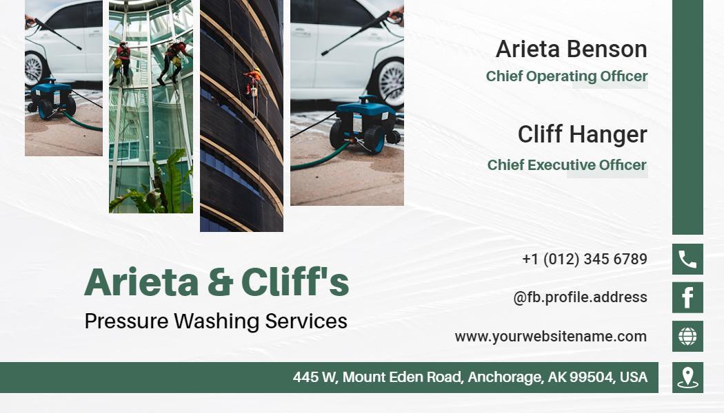 Modern Clean Aesthetic Pressure Washing Services Business Card Template