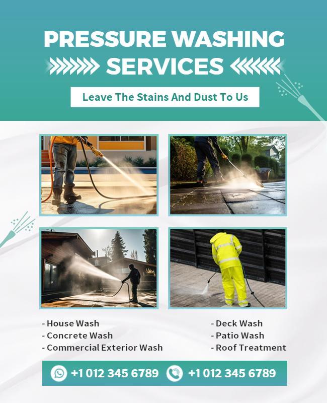 Modern Clean Pressure Washing Services Promotional Poster Template