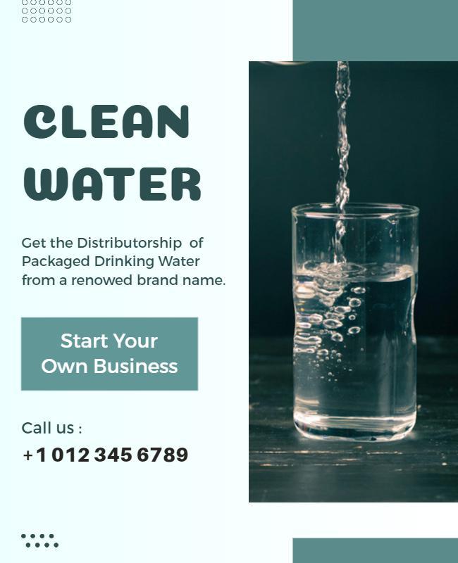 Modern Clean Water Business Opportunity Promotion Poster Template