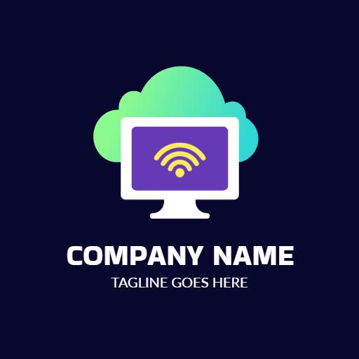 Modern Cloud and Computer Design for Secure VPN Services Logo Template