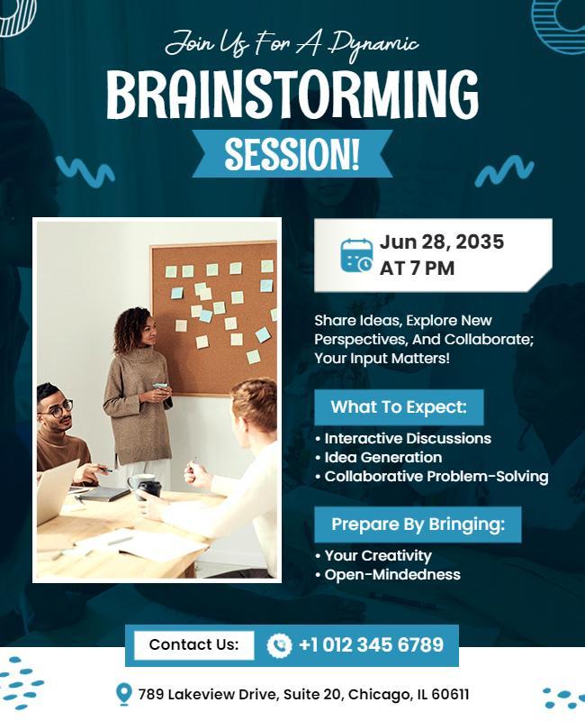 Modern Collaborative Brainstorming Session Invitation Poster Template