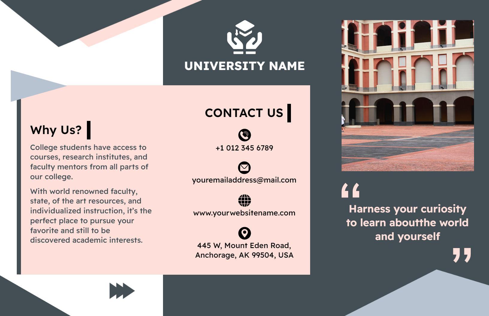 Modern College Academic Opportunities and Faculty Spotlights Brochure Template