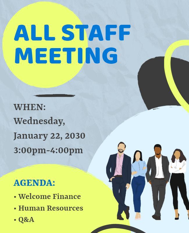 Modern Colorful All Staff Meeting Information Poster Template