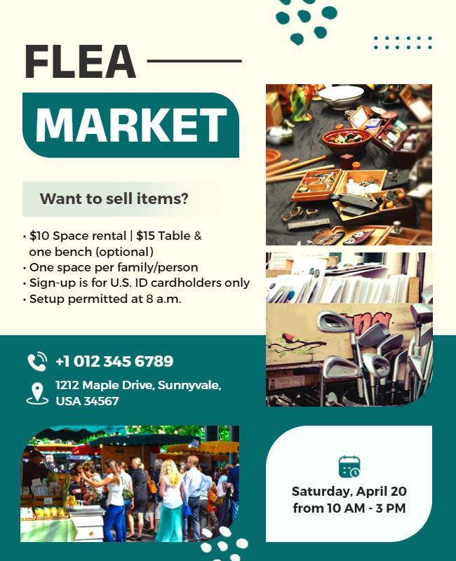 Modern Colorful Flea Market Community Event Poster Template